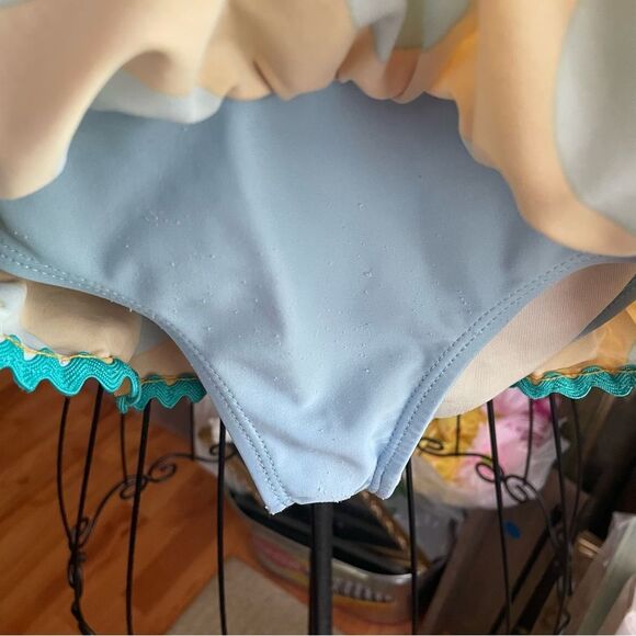 Matilda Jane Polka Dot Halter One Piece Blue Yellow Bathing Suit Girls 4T - Picture 6 of 8